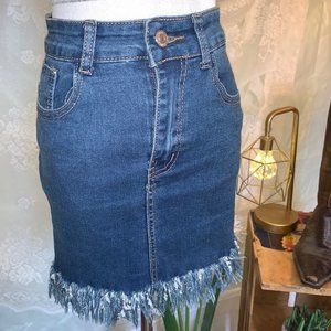 Fringe Jean skirt stretch size S- Blue Blush brand